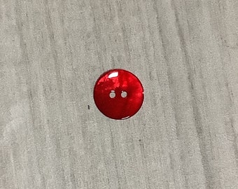 Fancy button, round, mother-of-pearl, Red color (71), Diameter 15 mm