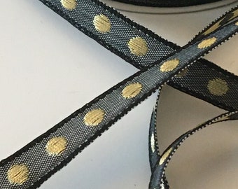 Gold polka dot braid, width 1 cm, color Black (14)