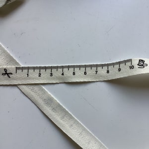 Measuring Tape Ribbon 15mm Natural Trim With Black 1 Inch Print
