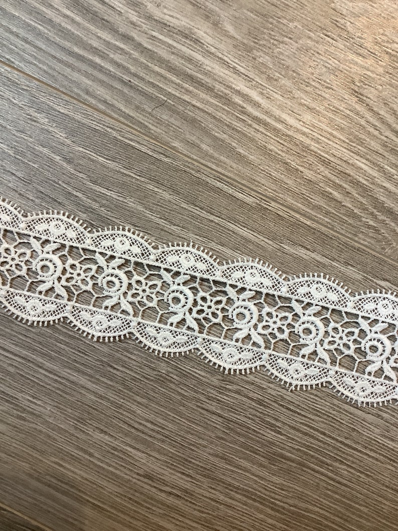 Guipure lace galon between two, Cotton, Ecru Color 51, Width 50 mm image 1