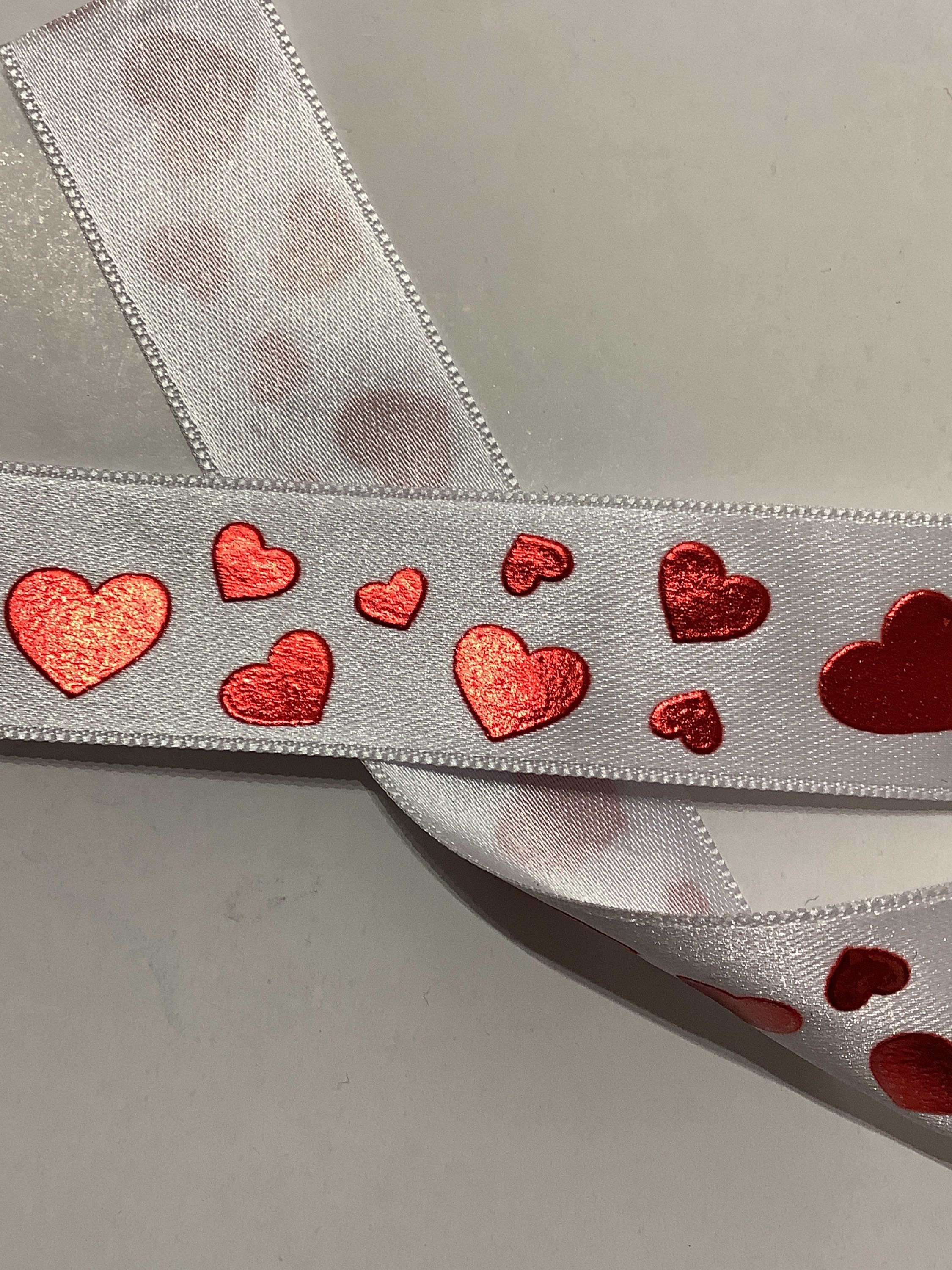 Craft Supplies & Tools Materials width 12 mm Satin ribbon heart pattern ...