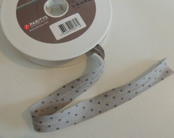 Grey stars cotton bias beige