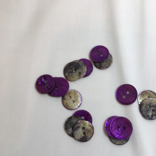 Bouton fantaisie, rond, nacre, Couleur Violet (643), Diamètre 15 mm