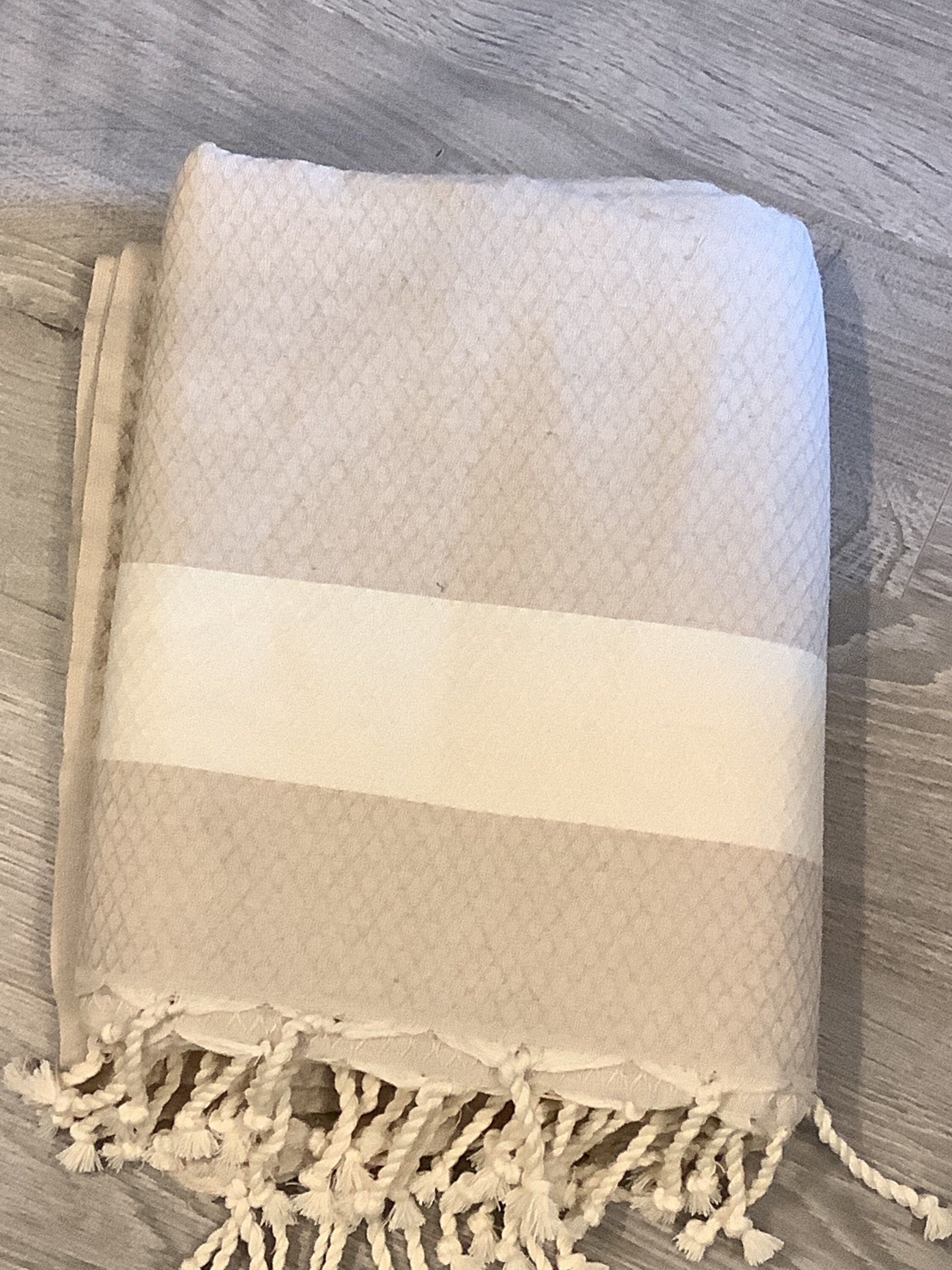 Fouta Coton, Maxi Losange, Tons Taupe Clair