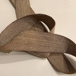 Metallic linen tape, brown and gold (26), Width 30 mm