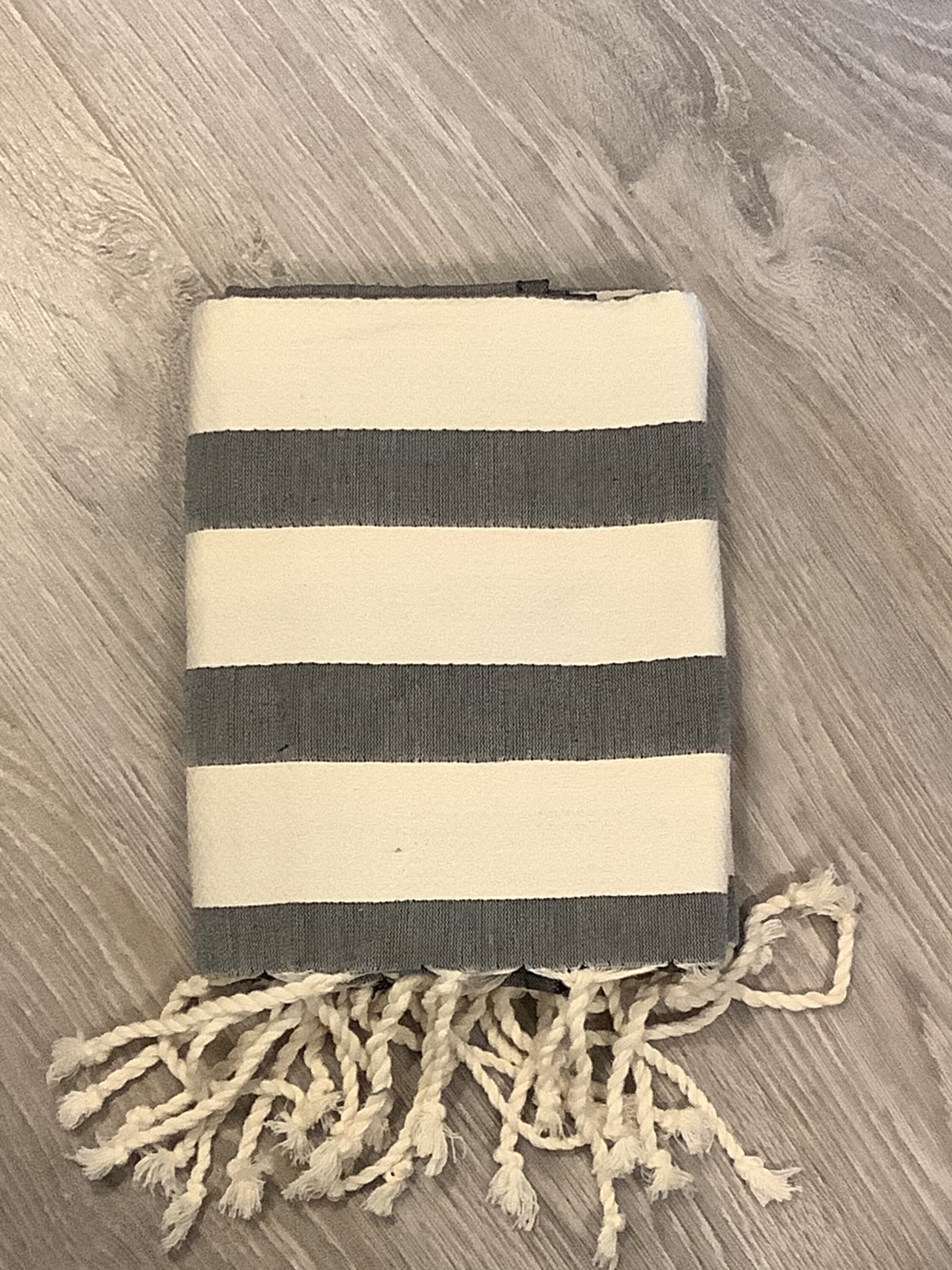 Fouta Coton, Gretel, Tons Écru et Noir