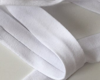 Biais uni jersey, coton, couleur Blanc (1), largeur 20 mm