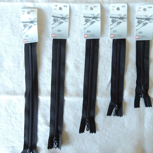 Zipper, non-separable, Z51, Nylon, Length 30 cm, Color Black (460)