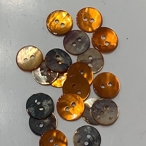 Zierknopf, rund, Perlmutt, orange Farbe (17), Durchmesser 14 mm