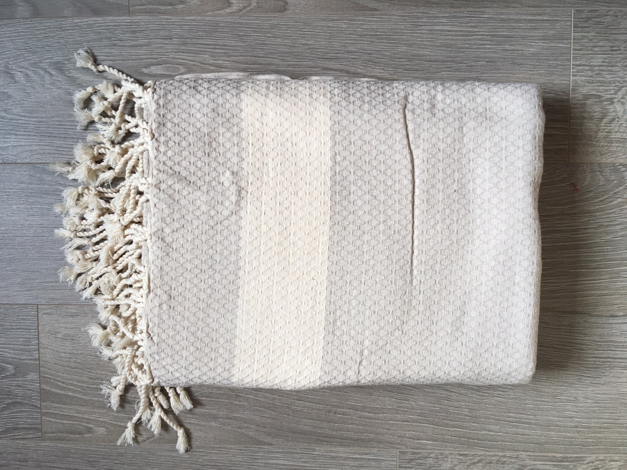 Fouta Coton, Maxi Losange, Tons Taupe Clair