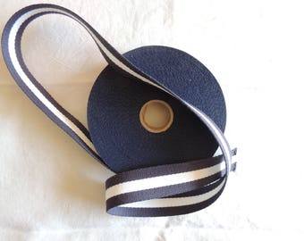 Bagagère strap, cotton, bicolor, Marine/White/Marine Blue Colour, Width 3 cm