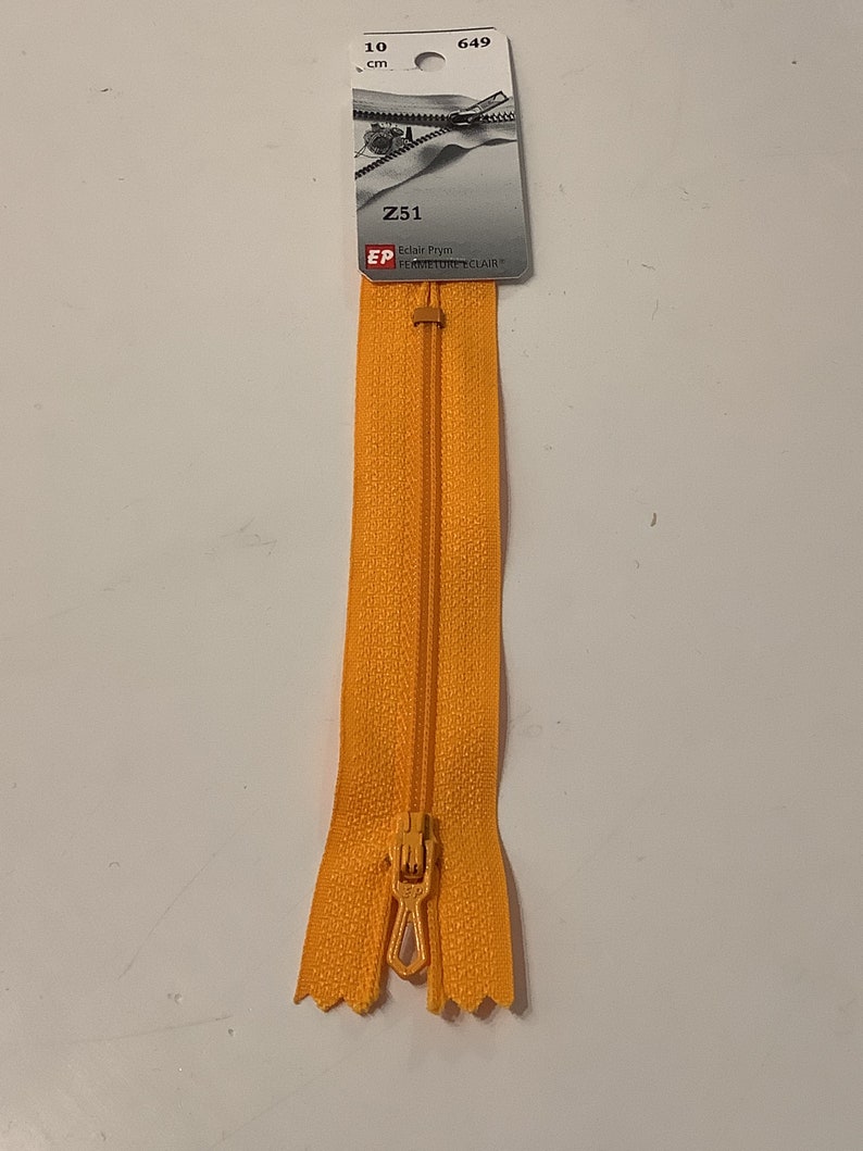 Length 10 cm non-separable Zipper Orange Color Nylon 649