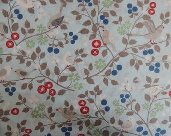Background cotton fabric coupon blue birds