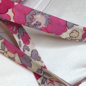 Liberty Betsy Blue Pink Bougainvillea cotton bias