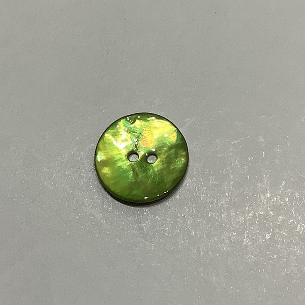 Bottone fantasia, tondo, madreperla, colore Giallo verde (43), Diametro 18 mm
