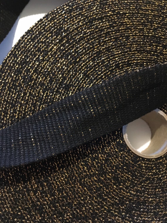 Luggage strap cotton gold glitter Color Black 103 Width 3 cm