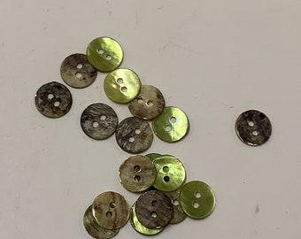 Bouton fantaisie, rond, nacre, Couleur vert jaune (679), Diamètre 10 mm