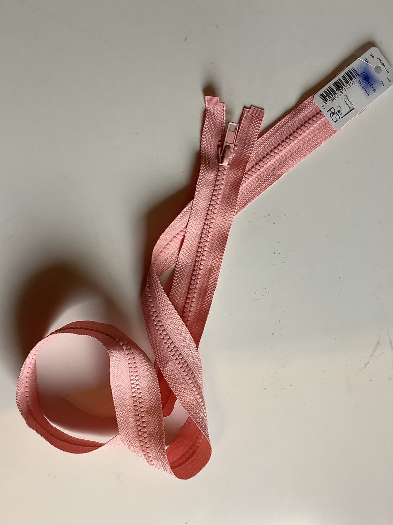 Zipper, separable, Moulded mesh, Length 90 cm, Pink color 110 image 1