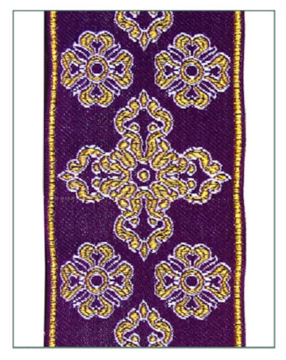 width 9 cm Religious galon for liturgical ornaments Black and purple