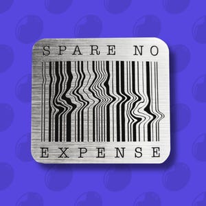 2.5 in. Jurassic Park Spare No Expense Brushed Aluminum Sticker