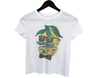 Lemonhead Smokin' Crop Top: Distressed Graphic Baby Tee