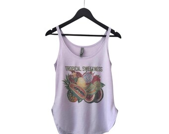 Camiseta vintage de frutas tropicales: estilo bohemio hippie descolorido