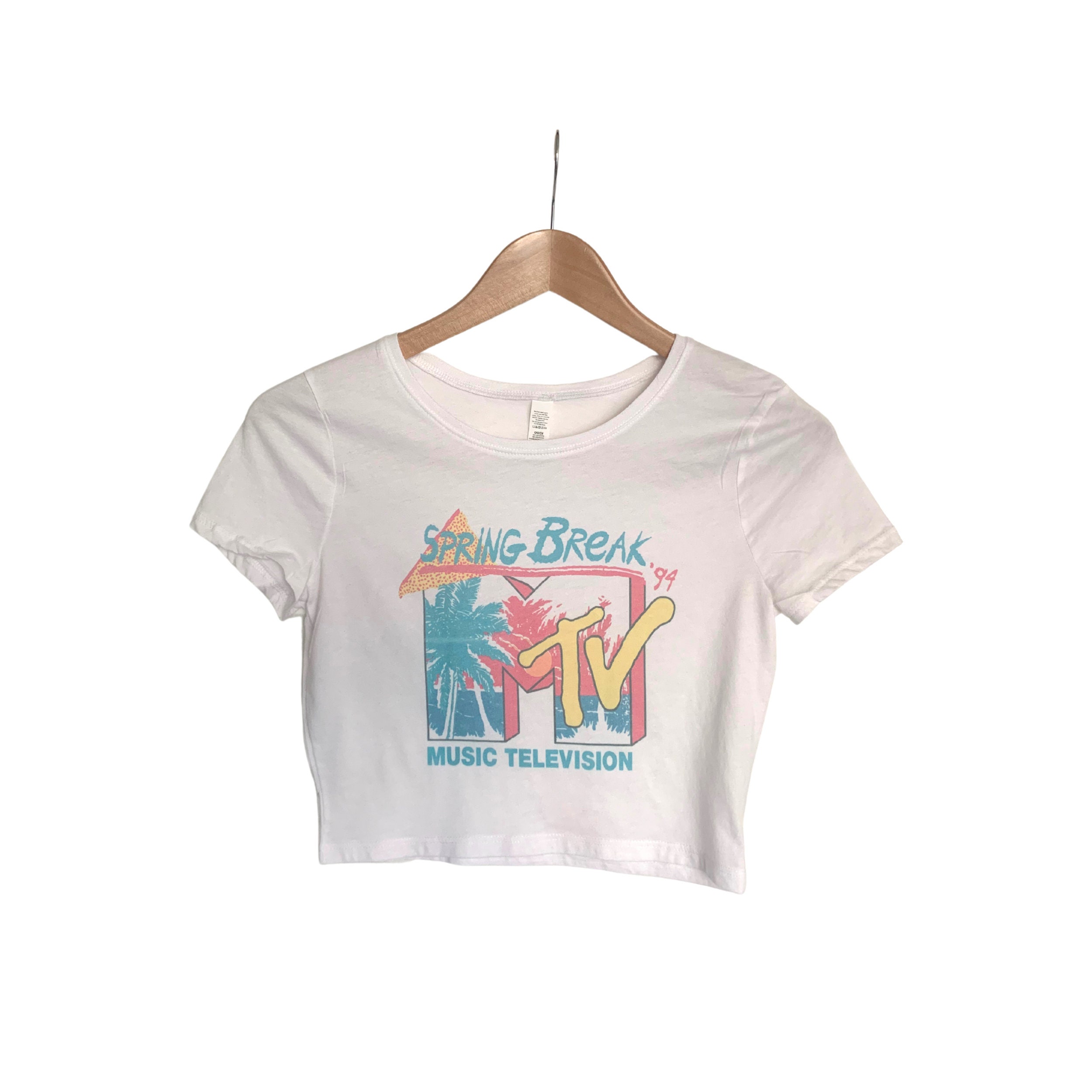 MTV Spring Break 94' Vintage Retro Faded Distressed Crop Top