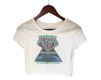 Vintage Pink Floyd Dark Side of the Moon Distressed Crop Top
