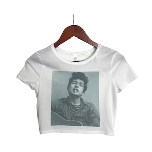 Bob Dylan Crop Top: 60s Retro Band Tee, Distressed Style