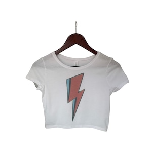 David Bowie Band Tee Vintage Retro Faded Distressed Crop Top, Short Sleeve Crop Top, Crop Top for Women, Boho Hippie Clothing, 90s Fashion