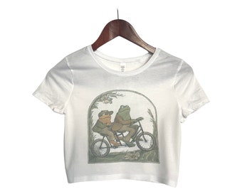Frog and Toad Vintage Retro Faded Distressed Crop Top, Short Sleeve Crop Top, Crop Top for Women, Boho Hippie Clothing, 90s Fashion