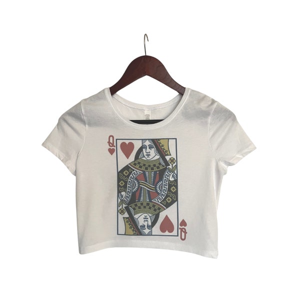 Queen of Hearts Crop Top, Playing Cards Tops, Festival Party Tops, Poker Crop Tops for Women, 90’s Vintage Top, Feminist Tops, Gifts for Her