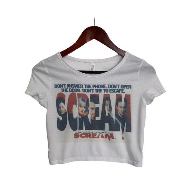 Scream Horror Crop Top, Horrorfilm Tops für Frauen, Retro Vintage Spooky Top, Boho Stilvolle Tops, Sommer Tops, Horror Film Fan Geschenk