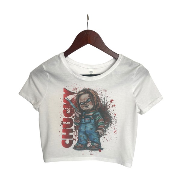 Chucky Crop Top, Scary Movie Tops for Women, Retro Vintage Spooky Top, Boho Stylish Tops, Summer Tops, Horror Movie Fan Gift