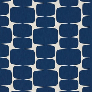 Scion Lohko Indigo Cotton Linen Fabric: Retro Abstract Design (Half Metre)