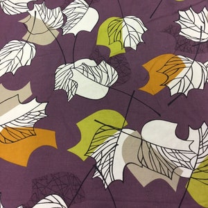 Sanderson, Maple, plum colourway, cotton blend fabric sold by the half metre / 19.5 inches.
