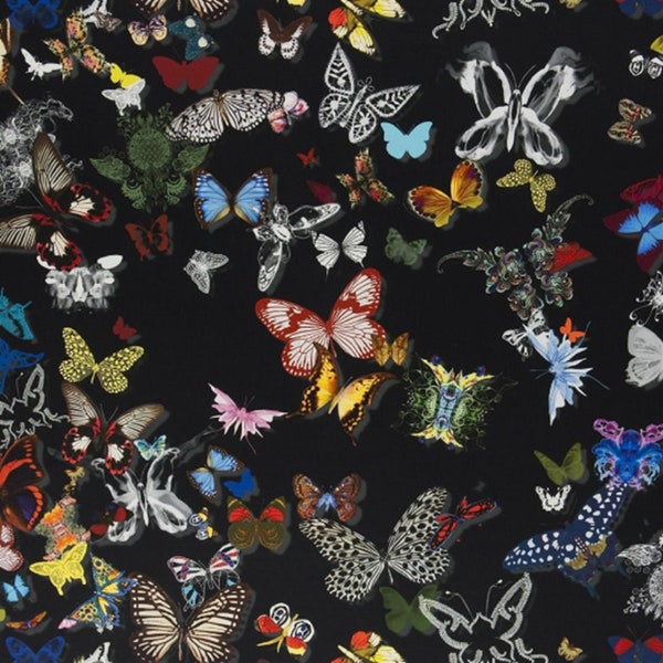 Designers Guild, Christian Lacroix, Butterfly Parade, Oscuro colourway, velvet fabric sold by the half metre / 19.5 inches.
