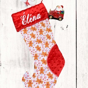 Personalized Christmas stocking, gingerbread cats