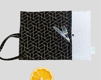 Geometric, waterproof placemat.