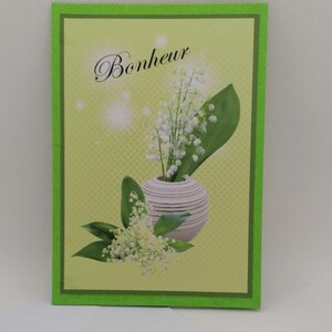 Carte premier mai , carte porte bonheur , carte fait main image 1
