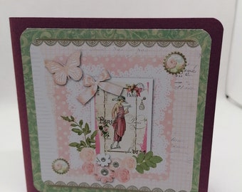 Carte fête des mères , carte anniversaire, carte toutes occasions, carte shabby.