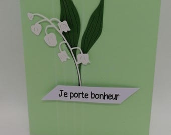 Carte premier mai , carte porte bonheur , carte fait main