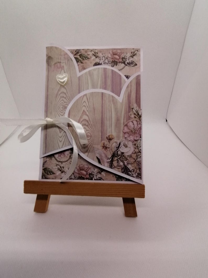 Carte saint Valentin ou anniversaire de mariage , carte anniversaire , carte shabby, carte fait main. 画像 4