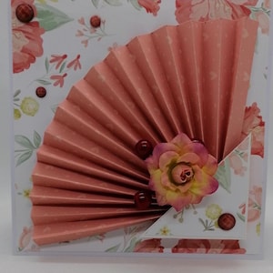 Romantic and feminine card, original card, unique card, handmade card.