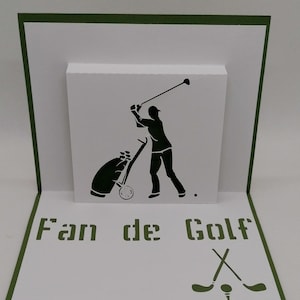 Carte kirigami golfeur, carte fait main, carte unique.