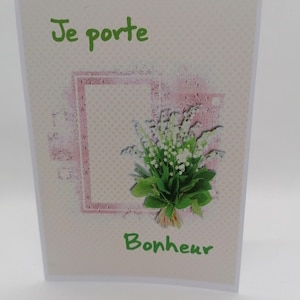 Carte porte bonheur pour le premier mai , carte fait main.