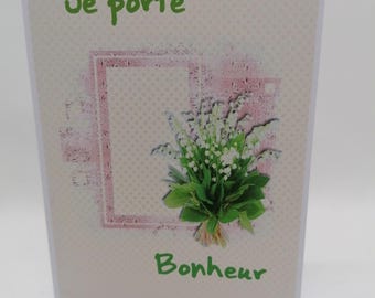 Carte porte bonheur pour le premier mai , carte fait main.