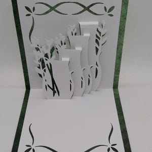 Biglietto per la festa della mamma, biglietto di compleanno, biglietto per tutte le occasioni, biglietto con vasi kirigami.
