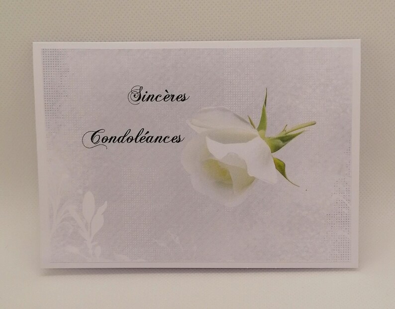 Carte pour condoléances , carte de deuil , carte pour décès , carte fait main afbeelding 1
