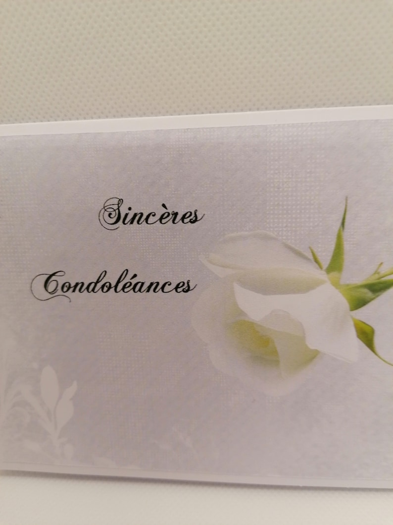 Carte pour condoléances , carte de deuil , carte pour décès , carte fait main afbeelding 2